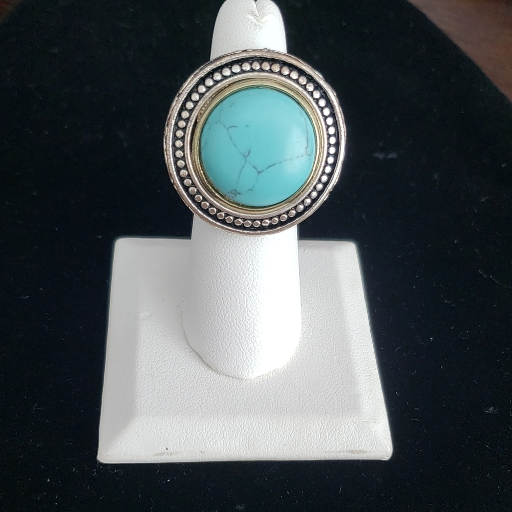 Turquoise and Gold Statement Ring